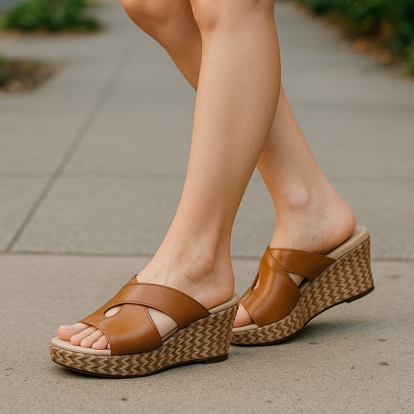 Yellow Box “Adnee” Wedge Sandal in Tan Women’s Size 8 - Picture 1 of 11